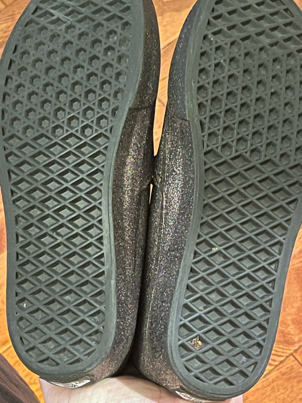 Women’s Vans Silver Glitter Lace-Up Sneakers with Black Accents - Picture 2 of 5